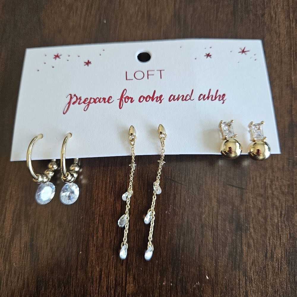 LOFT gold tone sparkle earrings set, gold - Picture 2 of 5